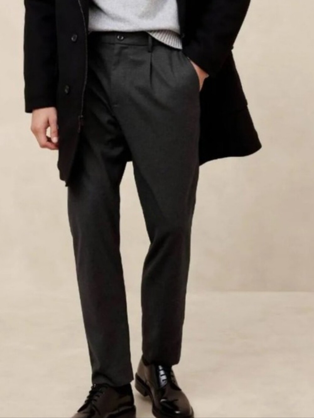 Banana Republic Charcoal Brushed Pleated Pant